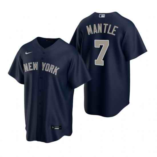 Mens Nike New York Yankees 7 Mickey Mantle Navy Alternate Stitched Baseball Jerse